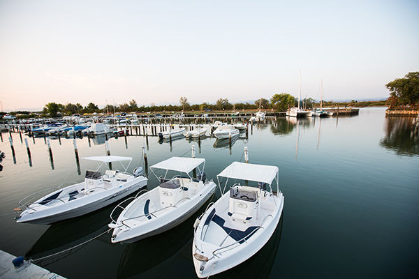 Incastonato nella pineta, a 200 metri dal mare